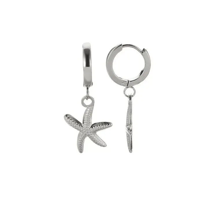 ICFTZWECN Vintage Starfish Stainless Steel Stud Earrings