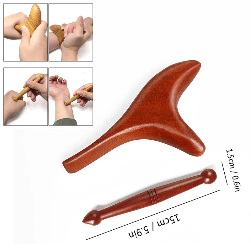 Massager For Body Wooden Massage Stick Set Acupuncture Massage SPA Therapy Tool Point Acupoint Stick Treatment Guasha Relax