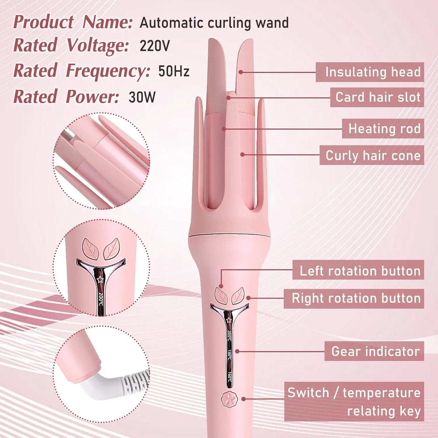 Full-Automatic 32mm Large-Curl Hair Curler with Negative Ion Hair Care & Ceramic Material, 4-Speed Variable Temperature Control