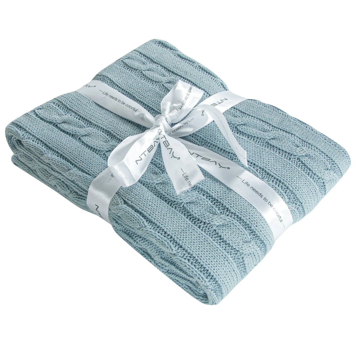 Ntbay 100 Percent Cotton Cable Knit Toddler Blanket Soft Warm Unisex Baby Crib Bedding