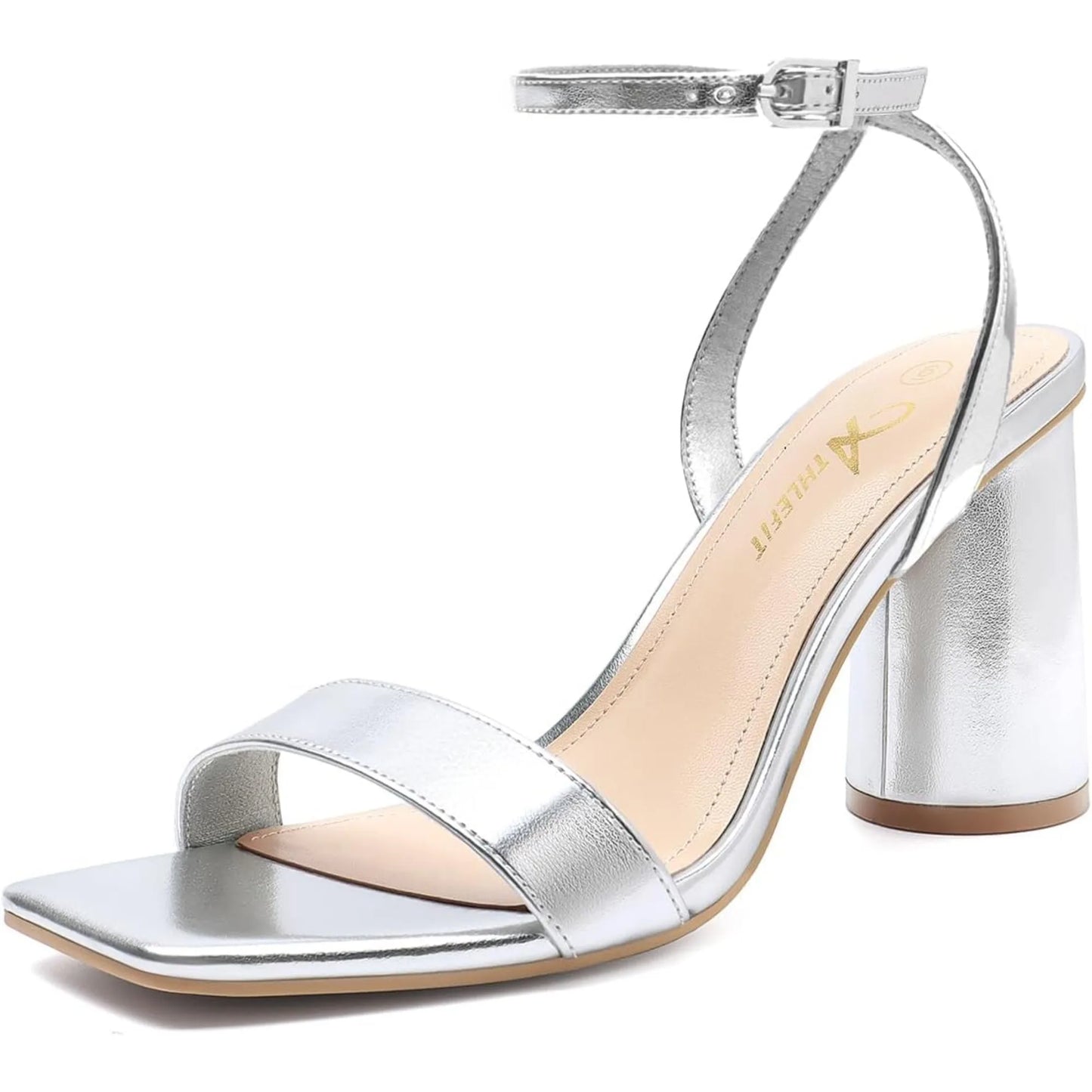 Women's Strappy Chunky Block Heels Fashion Square Open Toe Heeled Sandals Ankle Strap Wedding Party Shoes