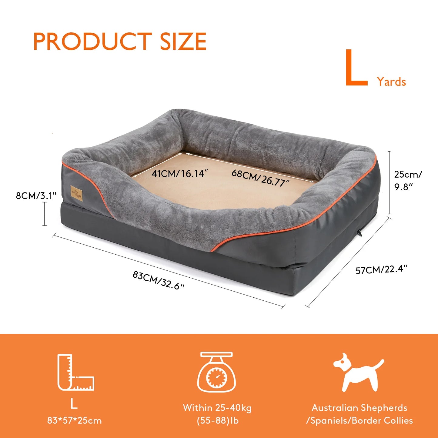 BINGOPAWCN Large Dog Bed Cozy Fleece Washable Waterproof