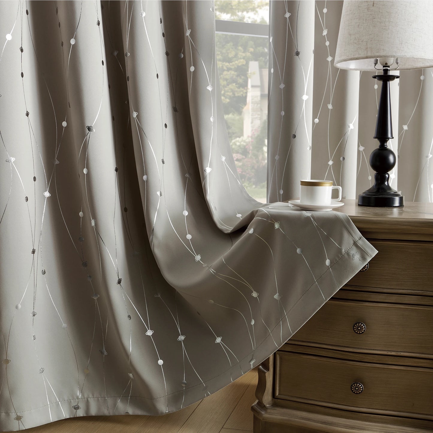 Zhejiang Craft Of Weaving Sliver Print Blackout Curtains 2