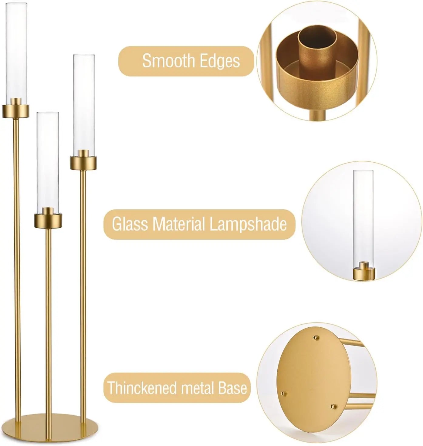 Vincigant 3 Arm Candelabra Candle Holder Centerpiece